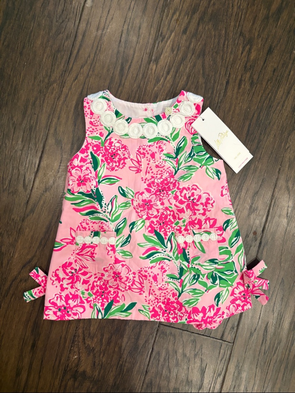 Lilly Pulitzer Baby Pink Floral Dress with Green Leaf Print